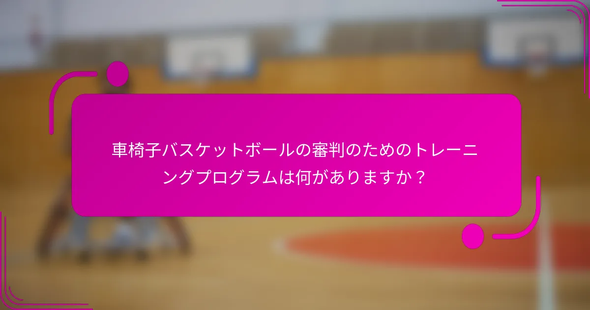 車椅子バスケットボールの審判のためのトレーニングプログラムは何がありますか？