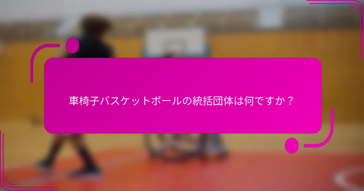 車椅子バスケットボールの統括団体は何ですか？