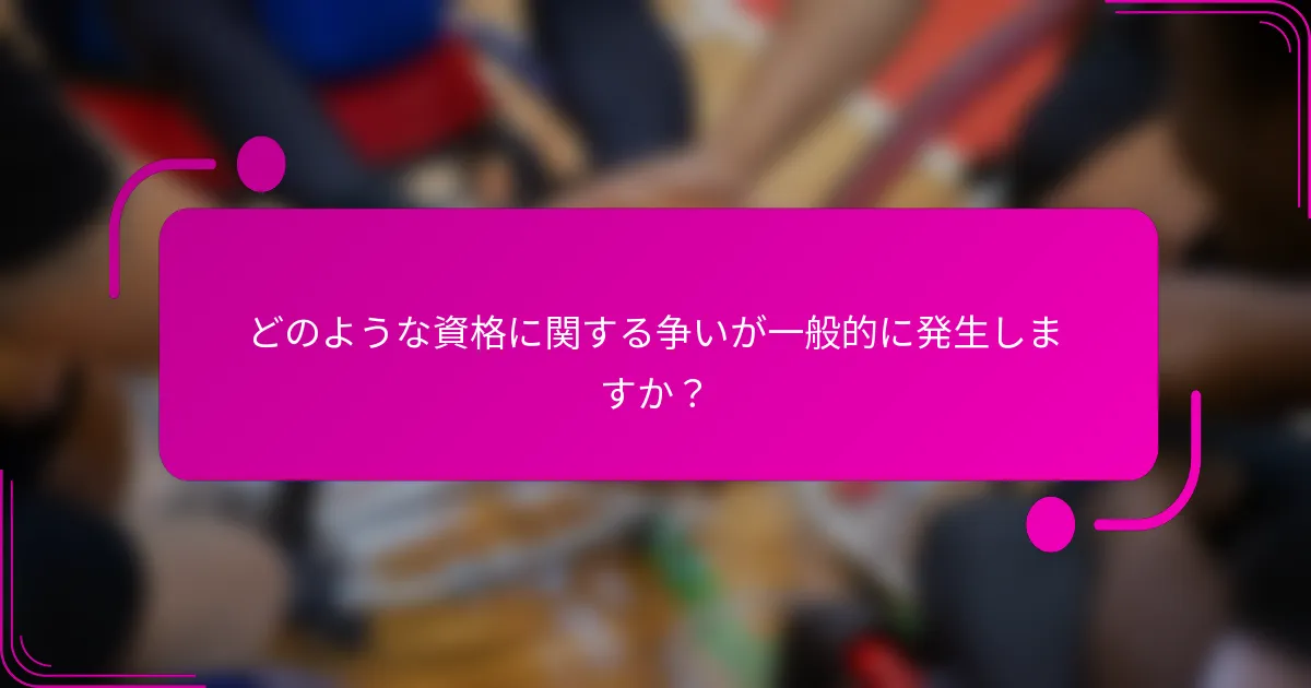 どのような資格に関する争いが一般的に発生しますか？