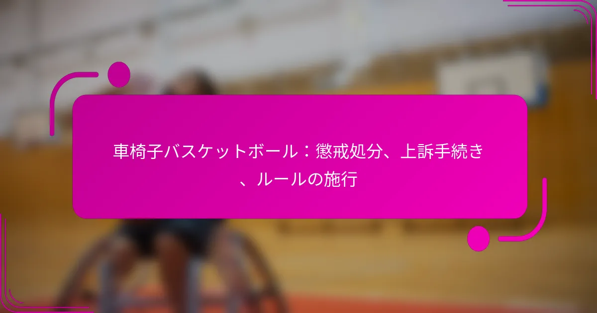 車椅子バスケットボール：懲戒処分、上訴手続き、ルールの施行