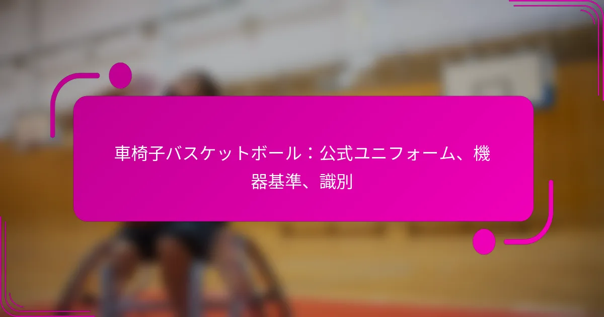 車椅子バスケットボール：公式ユニフォーム、機器基準、識別