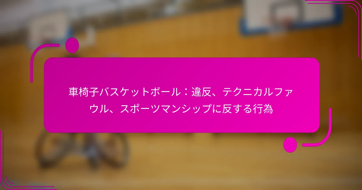 車椅子バスケットボール：違反、テクニカルファウル、スポーツマンシップに反する行為