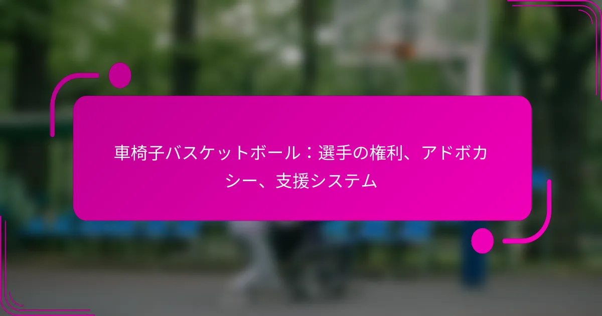車椅子バスケットボール：選手の権利、アドボカシー、支援システム