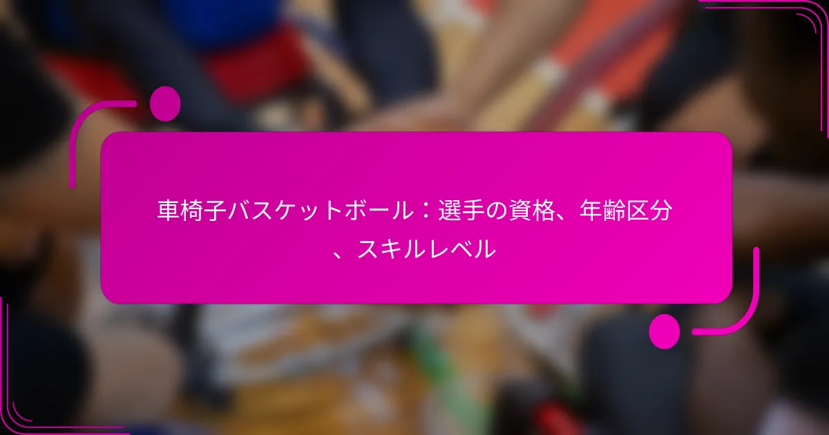 車椅子バスケットボール：選手の資格、年齢区分、スキルレベル