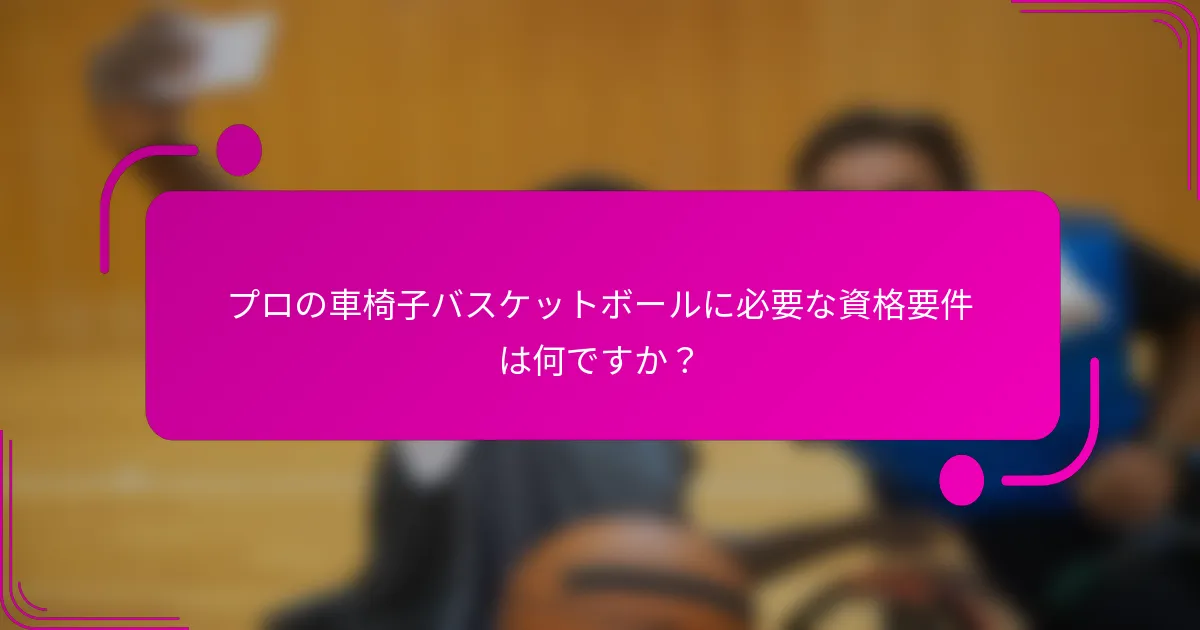 プロの車椅子バスケットボールに必要な資格要件は何ですか？
