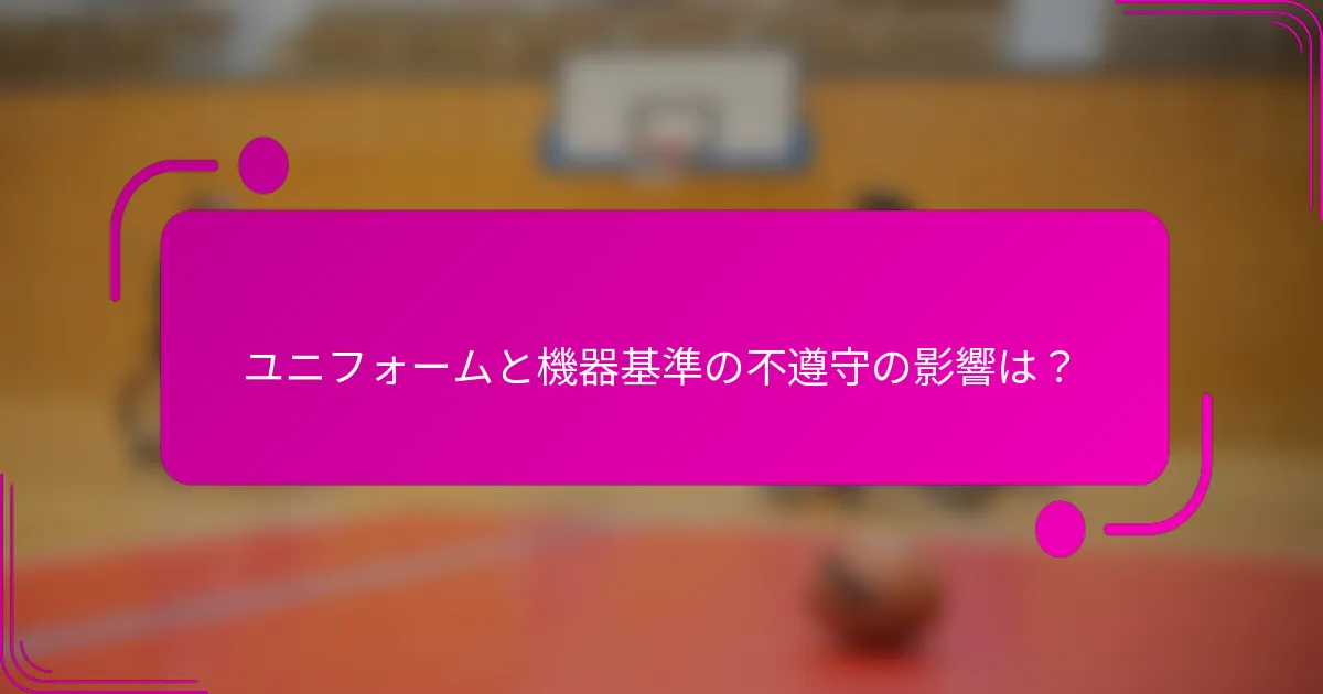 ユニフォームと機器基準の不遵守の影響は？